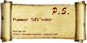 Pummer Sándor névjegykártya