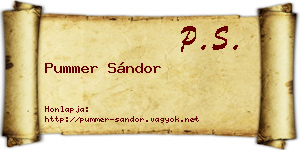 Pummer Sándor névjegykártya